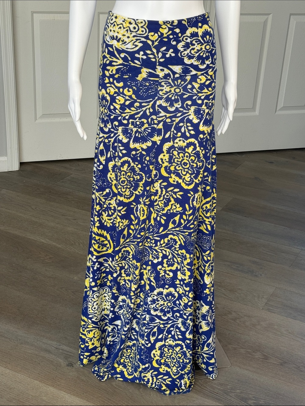 LuLaRoe Cobalt Blue & Lemon Yellow Floral Maxi Skirt/ Strapless Midi Dress-XS - Picture 2 of 7